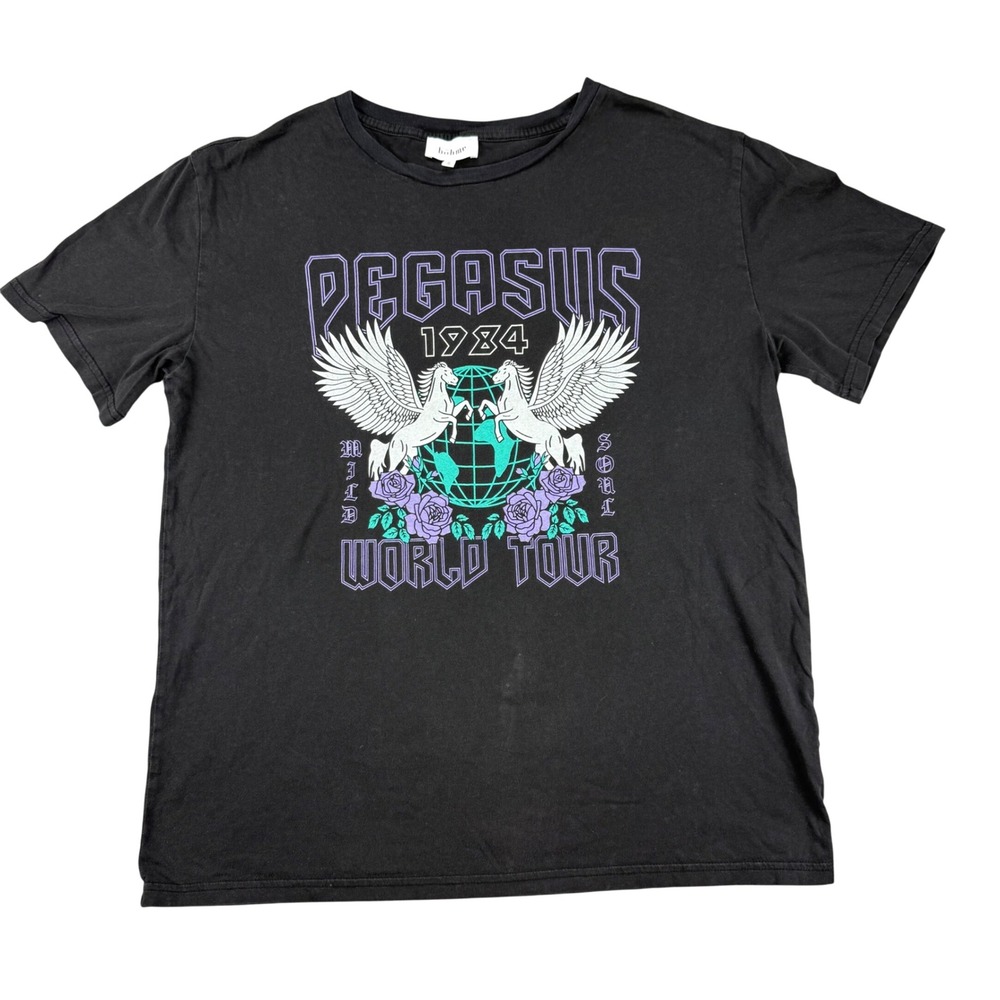 Bohme Pegasus 1984 Wild Soul World Tour Graphic Tee Faded Black Small Jazz Retro